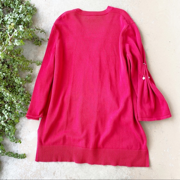 Mother of Pearl Red Maudi Longline Cardigan - Picture 3 of 4